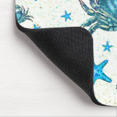 Moderne strand blauwe krab zeester zeepaardje glin muismat (Hoek)