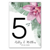 Moderne Strand Bloemen Tropische Bruiloft Kaart (Achterkant)