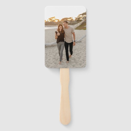 Moderne Strand Bruiloft Tijdlijn Fotoprogramma Handwaaier (Achterkant)