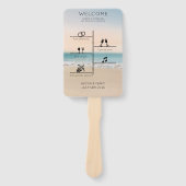 Moderne Strand Bruiloft Tijdlijn Fotoprogramma Handwaaier (Voorkant)