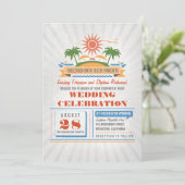 Moderne strand bruiloft uitnodigingen (Staand voorkant)