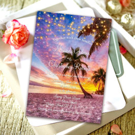 Moderne strand en sterren zomer bruiloft bij zonso kaart