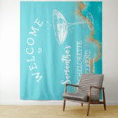 Moderne strand goud turquoise blauw vrijgezellenfe wandkleed (In situ)