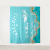 Moderne strand goud turquoise blauw vrijgezellenfe wandkleed (Voorkant)