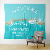 Moderne Strand Goud Turquoise Blauwe Bachelorette Wandkleed (In Situ (horizontaal))