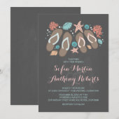 Moderne strand huwelijksuitnodiging met teenslippe kaart (Voorkant / Achterkant)