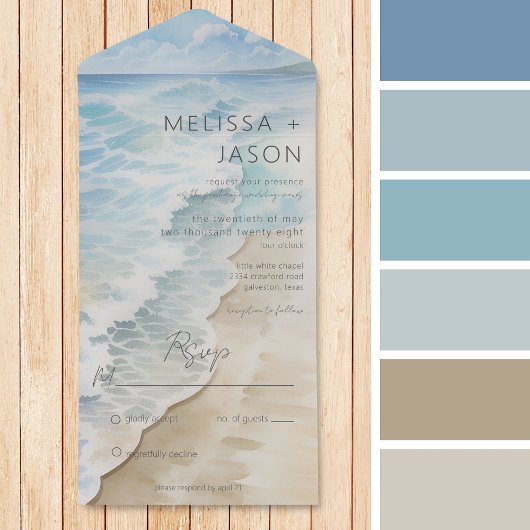 Moderne strand kust kust geen diner all in one uitnodiging