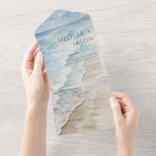 Moderne strand kust kust geen diner all in one uitnodiging (Afscheurbaar)