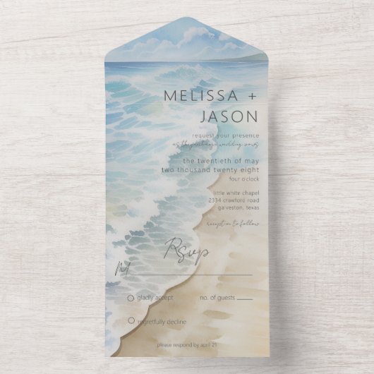 Moderne strand kust kust geen diner all in one uitnodiging (Binnen)