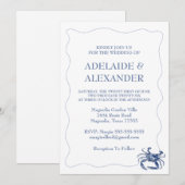 Moderne Strand Kust Waterverf Trouw Blauw Kaart (Voorkant / Achterkant)