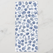 Moderne strand kust waterverf trouw blauw menu (Achterkant)