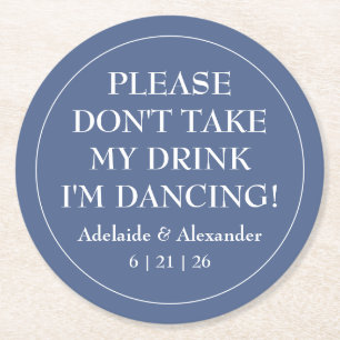 Moderne strand kust waterverf trouw blauw ronde kartonnen onderzetter