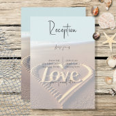 Moderne strand met hart Vellum Wedding Reception Informatiekaartje