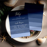 Moderne strand Nautical Navy Stripes 30th Birthday Kaart<br><div class="desc">Een sjabloon voor een kustpartij, strand of nautical 30th verjaardagsfeestje met een beschilderde waterverf abstracte achtergrond van diepblauwe oceaangolven en moderne kalligrafie voor de titel: "dertig". Classy en elegant, eenvoudig en modern, het is een mooie keuze voor een zomer, een strand, oceaan of zee, een viering van een dertigste verjaardag....</div>