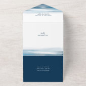 Moderne strand Ocean Theme Wedding All In One Uitnodiging (Buitenkant)