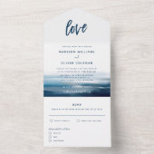 Moderne strand Ocean Theme Wedding All In One Uitnodiging (Binnen)