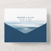 Moderne strand Ocean Theme Wedding All In One Uitnodiging (Achterkant)