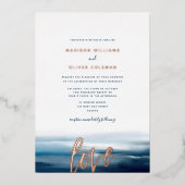 Moderne strand Ocean Theme Wedding Folie Uitnodiging (Voorkant)