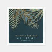 Moderne Strand Palm Goud Blauw Groen Tropische Bru Servet (Voorkant)