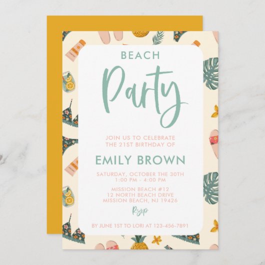 Moderne strand Partij Elke Leeftijd of Gebeurtenis Kaart (Voorkant / Achterkant)