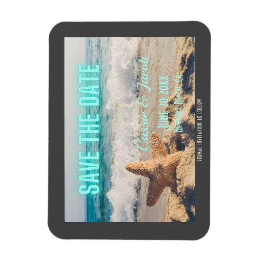 Moderne strand Scene & Neon sparen de Datum Magneet (Verticaal)