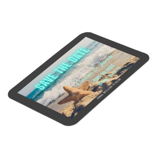 Moderne strand Scene & Neon sparen de Datum Magneet (Linkerzijde)