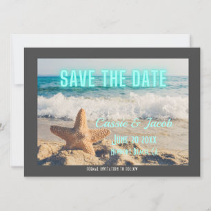 Moderne strand Scene & Neon sparen de Datum Save The Date