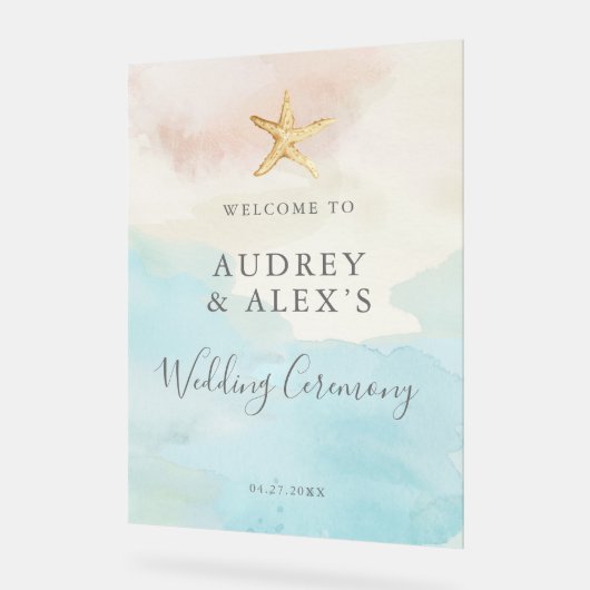 Moderne strand thema bruiloft ceremonie welkom acryl bord (Hoek)