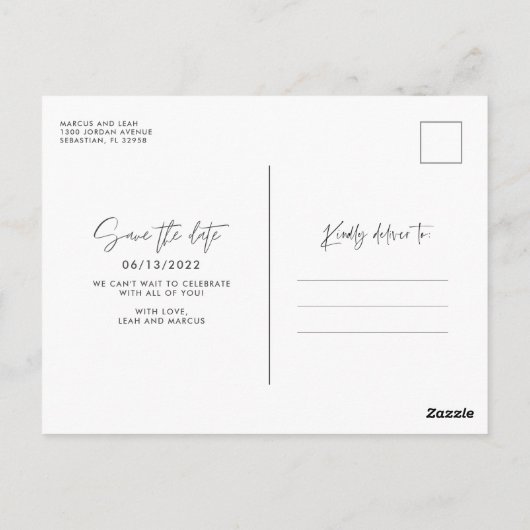 Moderne Strand Trouwfoto Bewaar de datum Briefkaart (Achterkant)