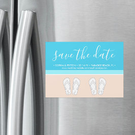 Moderne strand unieke monogram trouw save the date magnetische uitnodiging