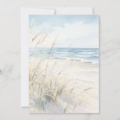 Moderne Strand Watercolor Beach Bruiloft Kaart (Achterkant)
