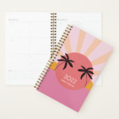 Moderne strand zonsopgang palmboom roze 2023 planner (Display)