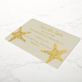 Moderne Strandbruiloft met Zeester Goud Folie Uitnodiging (Gedraaid)