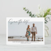 Moderne strandbruiloft 'Save the Date' met foto Save The Date (Staand voorkant)