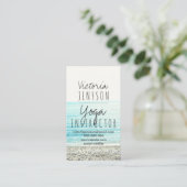 Moderne strandfotografie-yoga-instructeur visitekaartje (Staand voorkant)