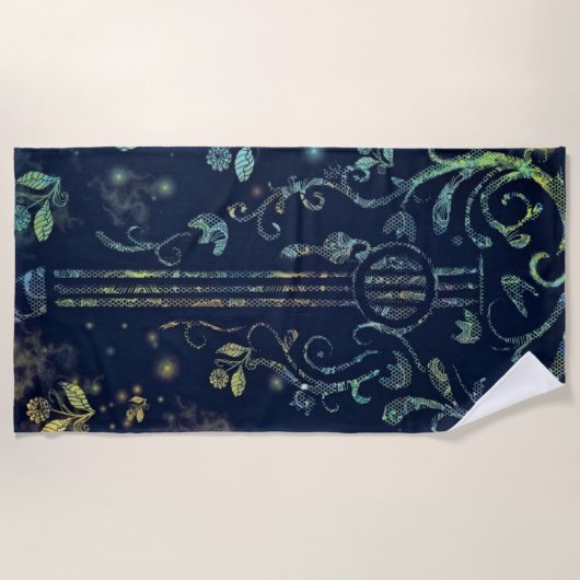 Moderne strandlaken met bloemen gitaar (Voorkant)