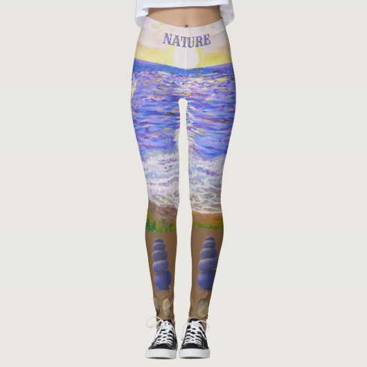 Moderne strandlandschap leggings (Voorkant)