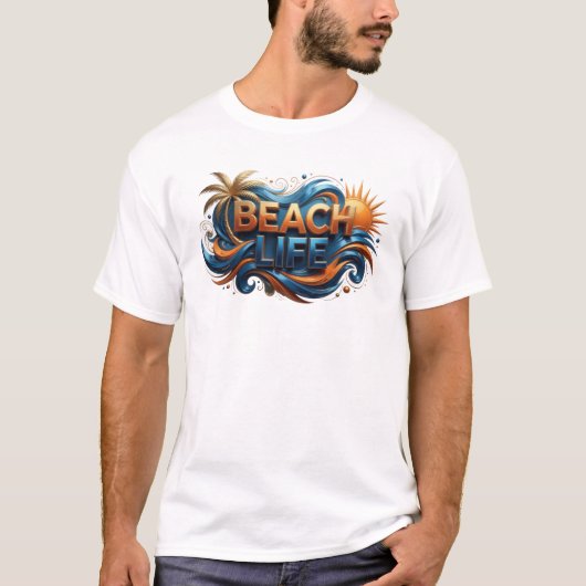 Moderne STRANDLEVEN Draagbare Kunst T-shirt (Voorkant)