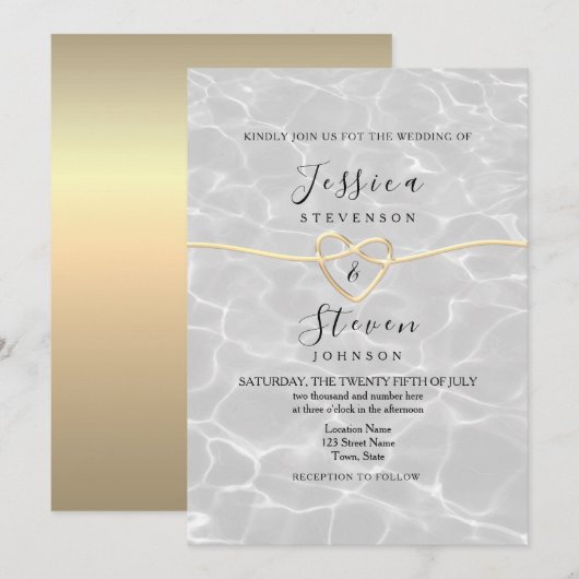 Moderne strandtrouw kaart (Voorkant / Achterkant)