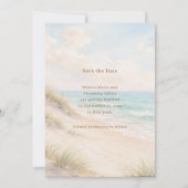 Moderne strandtrouw save the date (Achterkant)