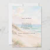 Moderne strandtrouw save the date (Achterkant)