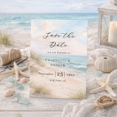 Moderne strandtrouw save the date