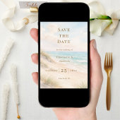 Moderne strandtrouw save the date