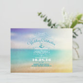 Moderne stranduitnodiging - tropisch blauw zee kaart (Staand voorkant)