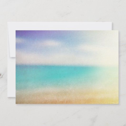 Moderne stranduitnodiging - tropisch blauw zee kaart (Achterkant)