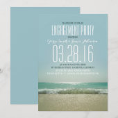 Moderne strandverlovingsfeestuitnodigingen met zee kaart (Voorkant / Achterkant)