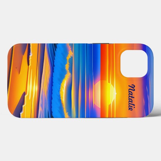 Moderne strandzonsondergang Case-Mate iPhone case (Achterkant (horizontaal))