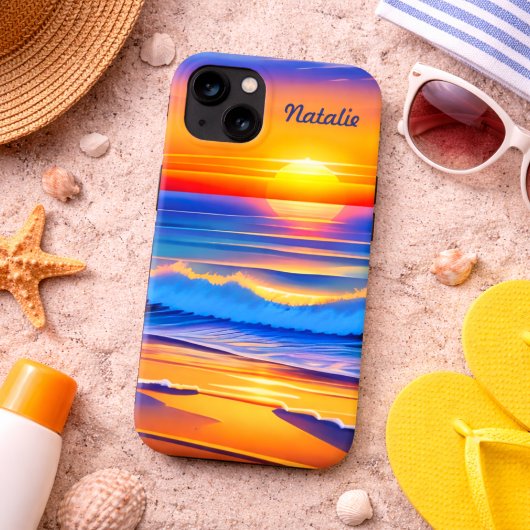 Moderne strandzonsondergang  Case-Mate iPhone case