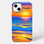 Moderne strandzonsondergang  iPhone hoesje (Achterkant)