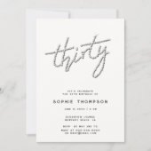 Moderne strass Ivoor Chic 30e verjaardag Kaart (Voorkant)